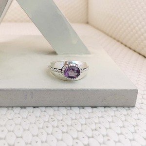 <b>Statement</b> Trendy 925 Sterling <b>Silver</b> Amethyst <b>Rings</b> Fashion Jewelry Oval Cut Bezel Setting Wedding Engagement Women/Unisex - Product Image 1