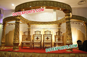 Mandap de Fibra de Vidrio Dorado, Portátil, Elegante y Lujoso para Bodas, con Tamaño Personalizado para Ceremonias de Boda con Temática Moderna - Product Image 5