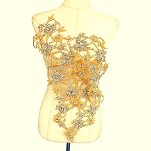 Aplique de encaje con cuentas de diamantes de imitación, bordado de flores de colores 3D con lentejuelas, tejido de encaje artesanal para ropa - Product Image 2