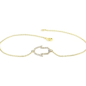 CZ Pave bisel diamante Hamsa mano pulsera de piedras preciosas de plata - Product Image 1