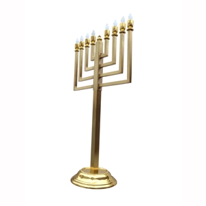 Handmade Extra <b>Large</b> 9 Branch Brass Electric Menorah Matt Finishing Chanuka Gold Plated Hanukkah <b>Candle</b> Holders Menorahs - Product Image 5
