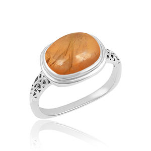 Wholesaler Unique 925 Sterling Silver Golden Rutile Doublet Carnelian Gemstone <b>Ring</b> Bezel Setting for <b>Wedding</b> - Product Image 1
