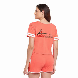 ออกแบบใหม่สุภาพสตรีฤดูร้อนชุดมาถึงกลางแจ้งนอนเสื้อยืดกางเกงขาสั้นชุดในราคาขายส่ง - Product Image 2