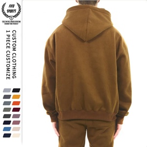 Sweat à capuche OEM pour hommes en polaire 450-500gsm lourd 100% coton Logo bouffant brodé personnalisé Plainé surdimensionné écologique - Product Image 3