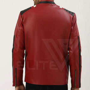 เสื้อโค้ทผู้ชายมีสไตล์สำหรับฤดูหนาวเสื้อแจ็คเก็ตนักขี่จักรยานหนังวัวแท้มีกระเป๋าด้านหน้าแบบเรียบง่ายแนวสตรีทสูง - Product Image 2