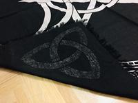 Nappe de table en coton pour Tarot Alter, motif Triple Lune Pentagramme Wiccan Pagan, magnifique, noir et or, carrée, par Indian Consigners