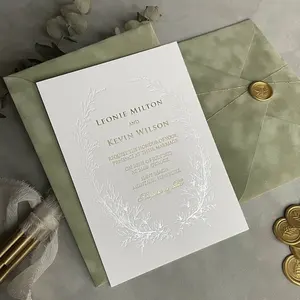 Full printing design wedding Invitations announcements custom gold wedding cards