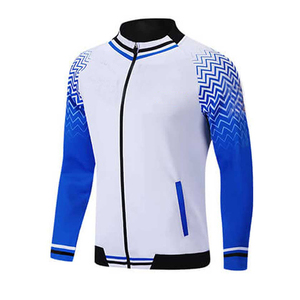 Men's Blue White Geometric Print Tracksuit Full Sleeve Zipper Sporty Casual Wear Spring Season Quick Dry Spandex Polyester - Product Image 2