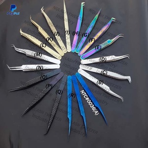 Pointed Stainless Steel <b>Rainbow</b> Color Eyelash Extension Tweezers / Amazing Plasma Black Russian Volume Extension Tweezers Custom - Product Image 6