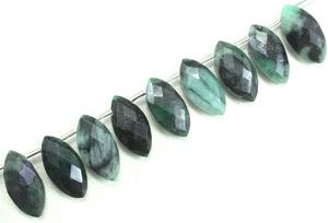 ชุดลูกปัด Briolette ทรงมรกตสีเขียวธรรมชาติสูง15ชิ้นลูกปัดพลอยสำหรับทำเครื่องประดับ - Product Image 3