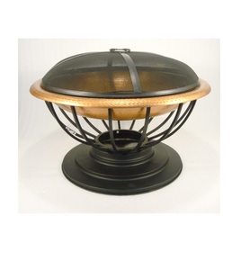 Copper and Black Iron Outdoor <b>Fire</b> Pit Round Bowl - Product Image 1