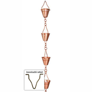 Buenas cadenas de drenaje Campanas decorativas Jardín Colgando Cobre Martillado Cadenas de lluvia para granja jardín decoración del hogar - Product Image 6