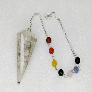 Venta al por mayor Arco Iris piedra lunar péndulo de orgón tallado cristal Natural piedra preciosa radiestesia palo curativo piedra semipreciosa artesanía venta - Product Image 2