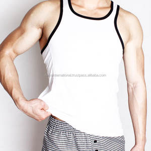 Summer HIMTT03 Stringer Fitness <b>Tank</b> <b>Top</b> Custom Logo Solid White for Bodybuilding and Yoga Features Badge Button Decoration - Product Image 1