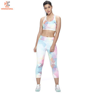 Conjunto de Yoga personalizado para mujer, el mejor diseño, Impresión de logotipo personalizado, ropa deportiva de verano 2025, cintura elástica, conjunto de Yoga para gimnasio sólido - Product Image 4