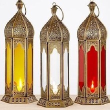 Lanterne décorative marocain en métal et verre, porte-bougie de haute qualité, prix de gros pour décoration et noël - Product Image 3