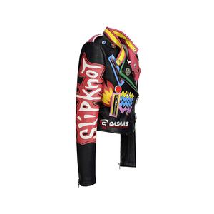 Veste en cuir PU pour moto respirante à fermeture éclair printemps, veste en jean ajustée à la mode avec clous blancs pour femmes - Product Image 2