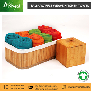 Chiffons à gaufres absorbants réutilisables à faible pelucheux à séchage rapide, serviettes de cuisine à gaufres, approvisionnement en vrac - Product Image 4