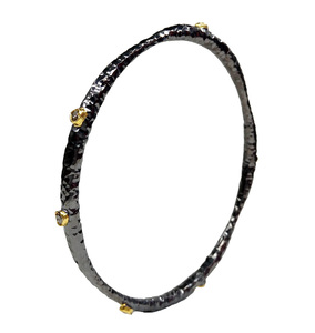 Anillo de plata esterlina 925 chapado en oro oxidado de rubí diamante martillo textura mayorista mujer hecho a mano pulsera de moda - Product Image 3