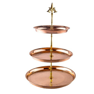 Soporte redondo de metal de 3 niveles para servir pasteles, servidor de pastel redondo chapado en oro a precio bajo para decoración de bodas y el hogar - Product Image 1