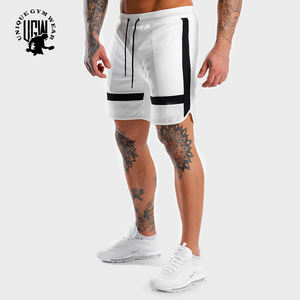 Custom Made <b>White</b> and Black Striped Gym <b>Shorts</b> for <b>Men</b> Fitness Sportswear with Drawstring Closure for Workout and Running - Product Image 5