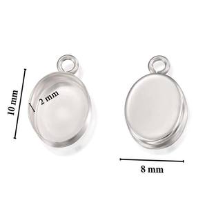 Breloque de tasse à lunette ovale en argent Sterling, 7x9mm, vente en gros, pièces vierges, montage de bijoux pendentif simple - Product Image 5