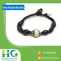 Bracelet élastique à perles rondes, miel, 100%