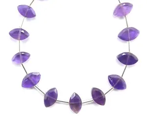 天然蓝色紫水晶宝石25件刻面侯爵夫人形状的Briolette珠子正品高品质批发