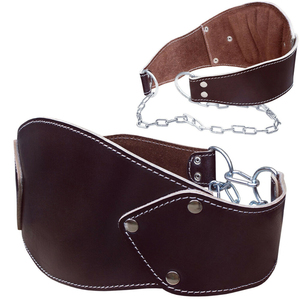 GAF STRAIGHTEN <b>WAIST</b> LEATHER STEEL DIPPING BELT with METAL <b>CHAIN</b> ANTI-SLIP for WEIGHT LIFTING FITNESS - Product Image 1