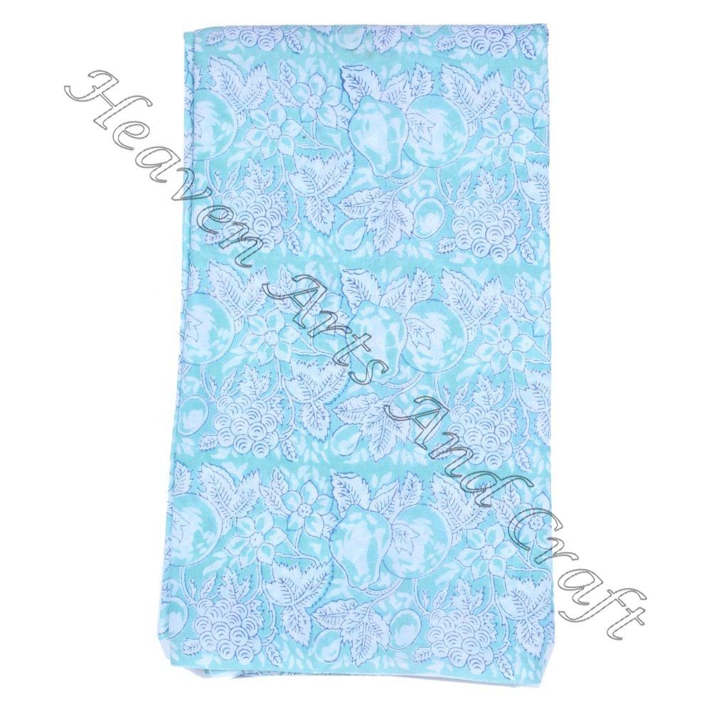 Indiano Blu Floreale Mano Blocco Stampa Cotone Tessuto Cucito Tessuti - Foto 6