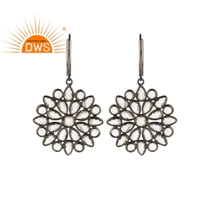 Boucles d'oreilles en argent Sterling, pierre précieuse en Zircon blanc, vente en gros, motifs floraux, vente en gros - Product Image 1
