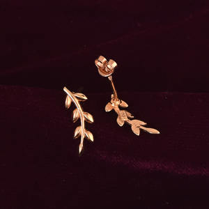 Plaqué or Rose 18K, Design de feuille Simple, clous officiels de haute qualité, meilleures ventes, boucles d'oreilles simples minimalistes, bijoux fins pour femmes - Product Image 4