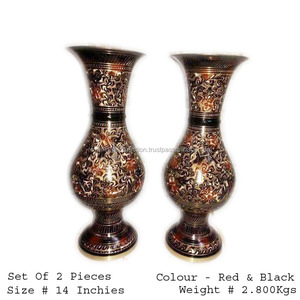 Modern Home Decoration Red and Black <b>Colour</b> Brass Flower Vase <b>Set</b> of Three Table Decorative Flower Vase in Affordable Price - Product Image 3