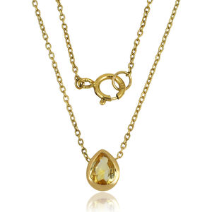 Top quality gold plated 925 sterling <b>silver</b> citrine pear cut gemstone pendant <b>necklace</b> jewelry - Product Image 2