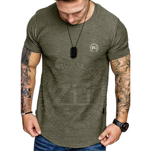 T-shirts de sport pour hommes, confortables, respirants, légers, en coton/polyester, écologiques, anti-froissement, séchage rapide, motif uni - Product Image 1