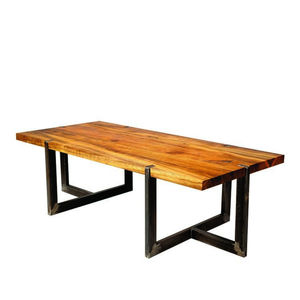 Ensemble de table à manger moderne en bois de manguier massif avec pieds pliants en métal, design industriel pour l'école, le salon, la salle de sport, fabriqué en Inde - Product Image 2