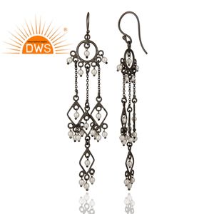 Pendientes colgantes de perlas naturales para mujer, de Plata de Ley 925, fabricante de joyería tradicional - Product Image 2