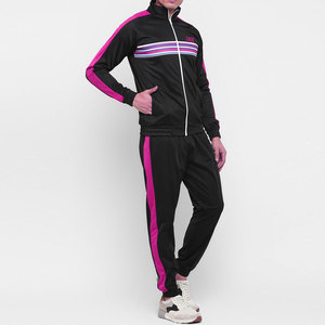 Latest Design Men's Zipper Sweatshirt Hoodie With Stripped Track Pants Sports Tracksuit Set With Your Own Logo - Product Image 2