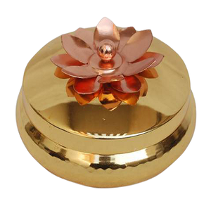 Brass Gold Polished High Quality Roti <b>Box</b> Bread <b>Box</b> with Flower Stylish Lid Multifunctional Dinnerware Serving Chapati <b>Container</b> - Product Image 1