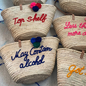 Personalized Straw Moroccan Basket,bridal <b>Shower</b> <b>Bags</b> - Product Image 1