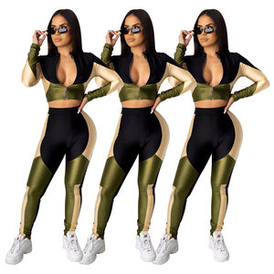 Hot Sale Women's Winter Sports <b>Zip</b>-<b>Up</b> Crop <b>Tops</b> and Long Sleeve Tracksuits Plus Size Fashion Print Crop <b>Tops</b>+Tracksuits - Product Image 3