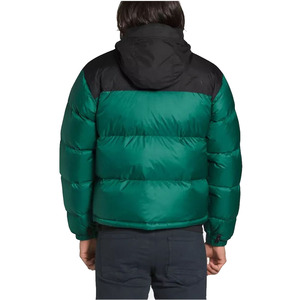 Manteau en duvet bouffant coupe-vent pour femme avec capuche imperméable manches côtelées et logo avant longue veste en duvet coupe-vent - Product Image 2