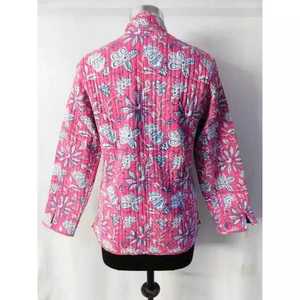 Veste réversible matelassée en coton pour femmes, imprimée à la main, avec 2 poches, pour l'automne, l'hiver et le printemps, veste matelassée faite à la main - Product Image 4
