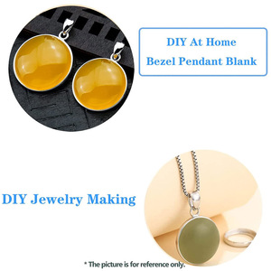 Wholesale 925 <b>Stamp</b> Fine Jewelry Accessories 24 MM Plain Silver Collet Pendant with Bezel Blank Setting for Gift Occasions - Product Image 5