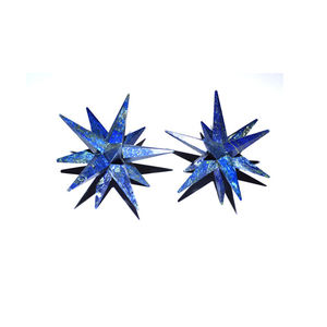 Lapislázuli 12 puntos Merkaba estrella tallada piedra preciosa Feng Shui estilo grabado ágata mascota - Product Image 1