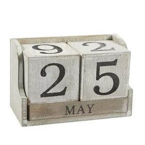 Custom home and office decor calendar block wooden perpetual desk calendar