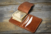 Dompet Kulit Asli Tipis dengan Penjepit Uang, Lipat Dua, Unisex, Praktis & Mudah Dibawa, Untuk Penggunaan Sehari-hari LWT-0046