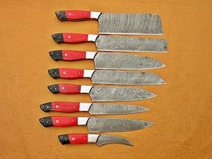 Juego de 8 Cuchillos de Cocina de Acero de Damasco, Hoja de Acero al Carbono y Mango de Madera Pakka, Cuchillo de Cocina Afilado para Herramientas de Cocina - Product Image 2