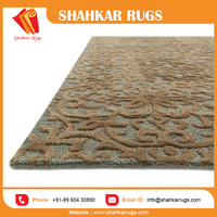 Tapis d'intérieur modernes de qualité supérieure, 100% laine, tuftés à la main, AJ-01 Mist Camel, poils pelucheux, antidérapants, adaptés aux animaux domestiques