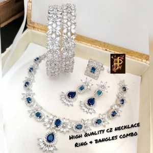 Conjunto de collar, pendientes, brazaletes, anillo de Mujer Bonita, joyería de la India - Product Image 2